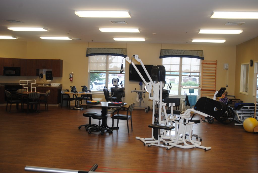 A physical therapy room at a short term care center